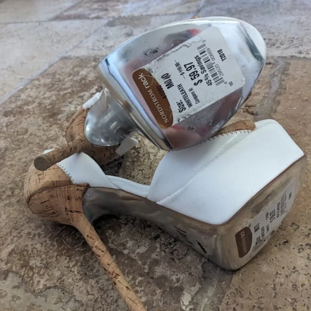 GENUINE BRAND NEW BEBE NAINA White PLATFORM high heel shoes SIZE 7 - Picture 3 of 4